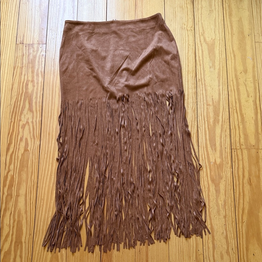 Vocal Tan Fringe Skirt